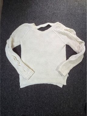 Moral Fiber Women's Medium Cream Knit Sweater with Back Strap Detail